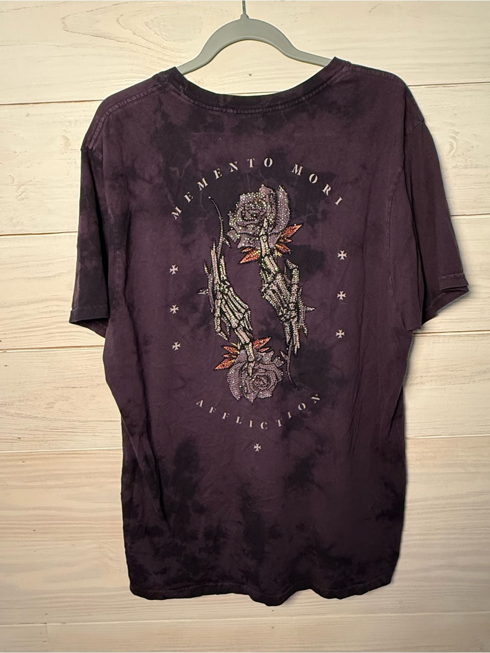 Mens Affliction Memento Mori T-Shirt XL Y2K Emo Grunge Rhinestones - Picture 10 of 13